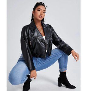 Faux Leather Moto Jacket Plus Size